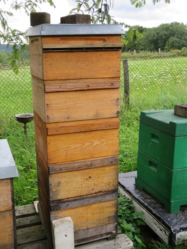 Putz-Turm der Bienen in Holzzargen